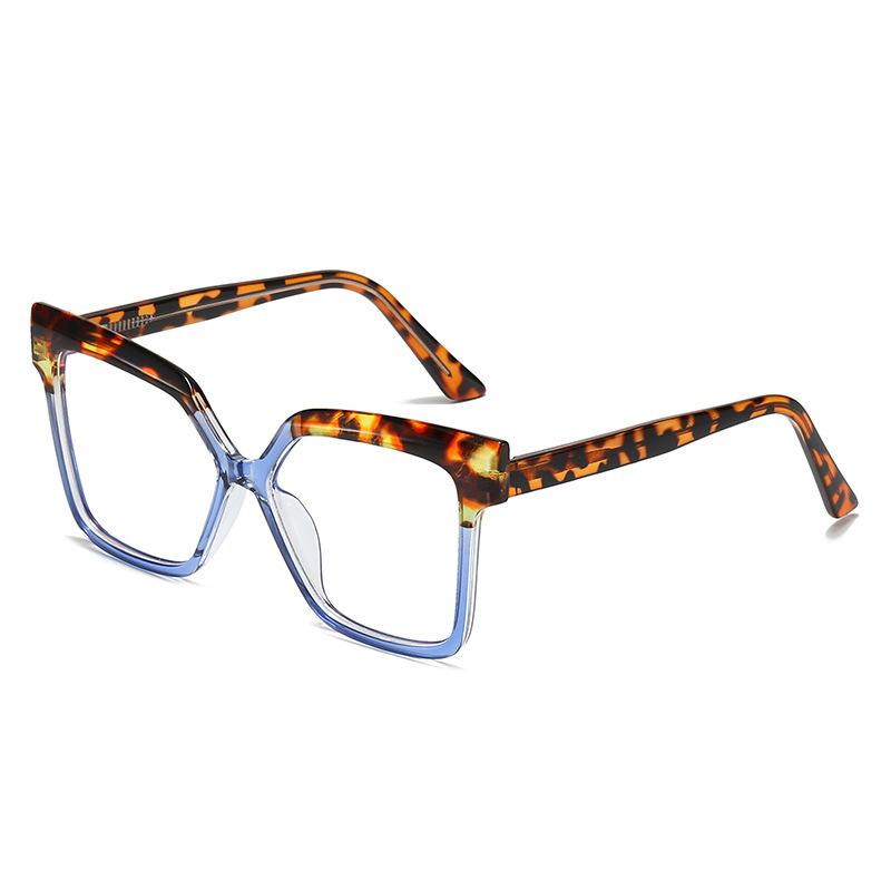 Personalized Tr90 Anti-Blue Light Large Frame Flat Mirror, Contrasting Color Glasses Frame