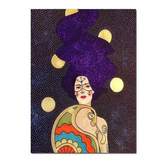 Скандинавская абстрактная девушка, цветок, птица, холст, картина, печать плакатов, винтажная настенная художественная картина для гостиной, домашний декор, Cuadros, без рамки