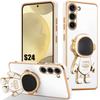 Silicone Case - Booling - for Samsung Galaxy S24 - White - Adjustable Stand - Astronaut