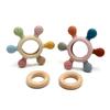 Color Kids Silicone Baby Toys Rudder Shape Wooden Ring Teether Toys Infant Chewing Nursing Toy Newborn Molar Baby Accessories