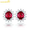 Rose RUBY EARRINGS Female Zircon Rose Red Crystal Flower Earrings Simple Crystal Fashion Jewelry