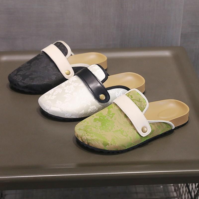 2024 Новые модные популярные женские тапочки с закрытым носком, однотонные женские туфли, женские ретро-модные садовые мюли Zapatos