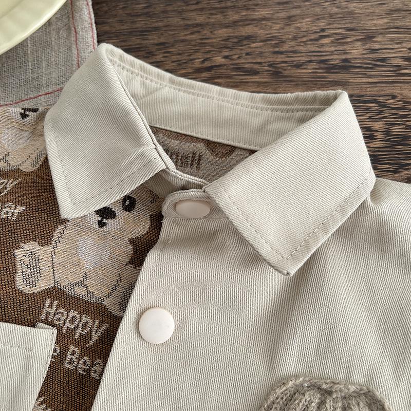 Little Bear Three-Piece Set: Jacket, Casual Pants, Trendy Boy's Fashion.