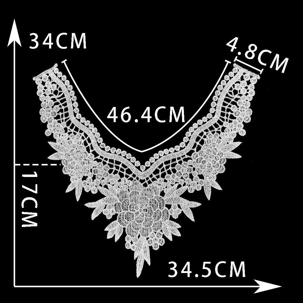 Black & White Polyester Embroidered Lace Collar for DIY Cheongsam Dress Crafting