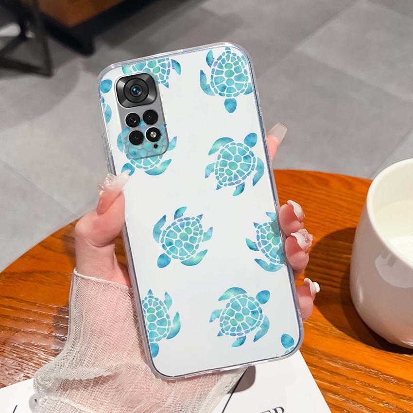 Для Redmi Note 11 11S 11T 12 12S Pro Plus Turbo Чехол для телефона Милый розовый узор с бантом Прозрачный силикон Высокое качество Противоскользящий чехол Для корпуса Redmi