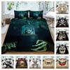 Bedding Set 3D Skull Print Home Bed Cover Homes Bedclothes Pillowcase Breathable Warm Comforter Duvet Covers