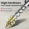 1 шт. Четырехгранное крестовое сверло с зазубринами Шестигранная ручка Легированная сталь Инструмент для сверления плитки 5-12 мм Эксцентриковое сверло