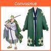 Костюм для косплея One Piece Roronoa Zoro Высококачественное кимоно-халат Полный костюм для Хэллоуина и тематических вечеринок