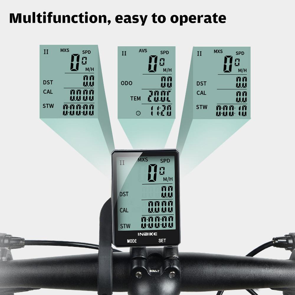 INBIKE 2.8 Inch Bike Wireless Computer Multifunction Rainproof Riding Bicycle Odometer Cycling