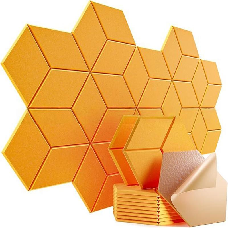 12 шт. Плиточные наклейки Самоклеящиеся шестиугольные акустические панели Y-образной формы для декора интерьера дома Наклейки для декора гостиной