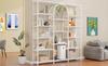160 x 30 x 180 cm Shelf in Modern, Minimalist Style, Made of Steel Tubes and MDF, Multiple Storage Compartments, Rectangular + Arch Design, White