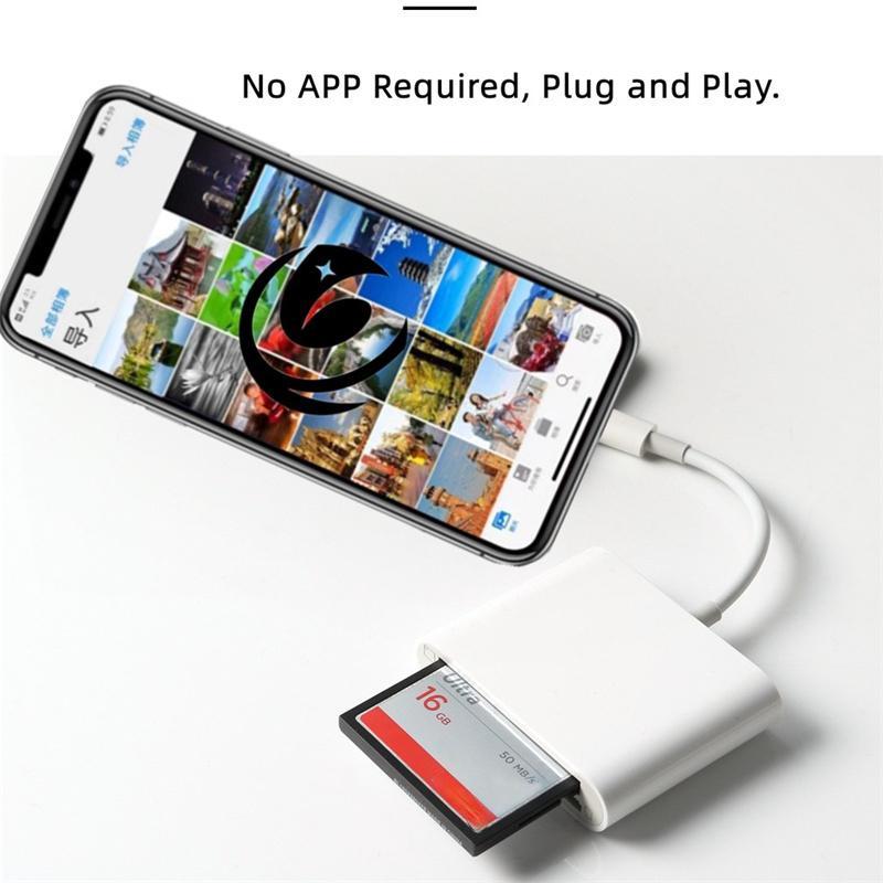 Освещение 3 в 1 для устройства чтения карт TF/SD/CF для iPhone iOS 13 14 15 16 17 OTG адаптер для карты памяти камеры