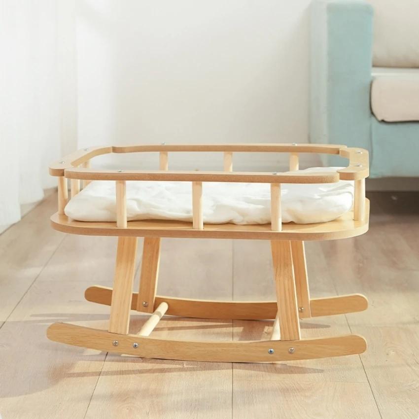 Подвесная кровать из цельного дерева для кошек, качели для домашних животных, гамаки для кошек, подушка для лежака для домашних животных, качалка для сна домашних животных