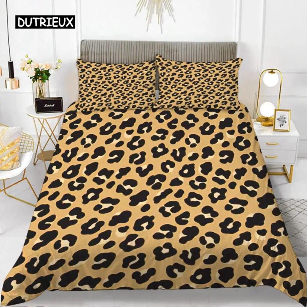 Комплект пододеяльников с леопардовым принтом Queen Size для девочек, красочный комплект постельного белья с принтом гепарда, полиэстер, набор одеял на тему диких животных, комплект из трех предметов