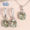 Fashion Drop Shape Design Natural Green Crystal Earrings Necklace Jewelry Set 925 Sterling Silver Elegant Design Fine Jewelry