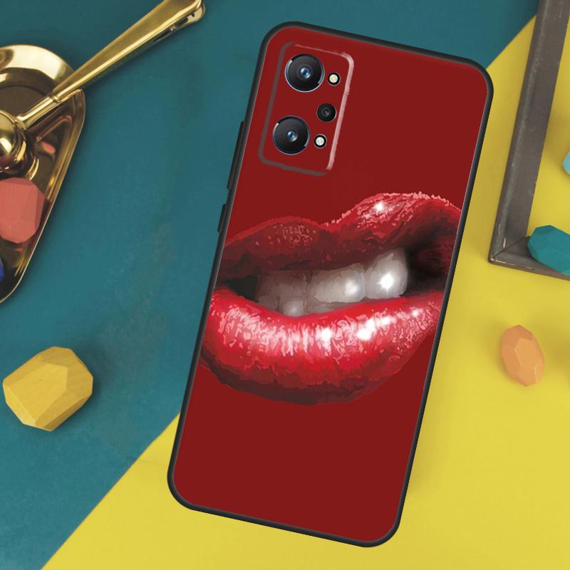 Kiss Me Lips Lipstick Case For Realme 10 11 12 13 14 Pro Plus GT 5 6 6T GT7 Pro C67 C61 C53 C51 C21Y C25S C55 C75