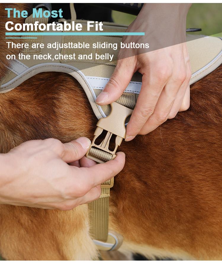 Тактический жилет-шлейка для собак для крупных и средних собак, светоотражающая, не тянущая, регулируемая, для прогулок, тренировок, бега, легкий контроль