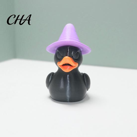 Забавные Хэллоуинские Подарки, Фигурка Черной Утки-Ведьмы, 3D-Печатная Шляпа, Маленькие Фигурки для Стола, Декор, Жуткое Настольное Украшение для Офиса, Дома, Вечеринки