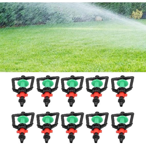 Drip Irrigation Emitters, 10pcs Adjustable 360 Degree Sprinklers with Single Barb Micro Plant Misting Nozzles Sprayer for Greenhouse Garden Patio