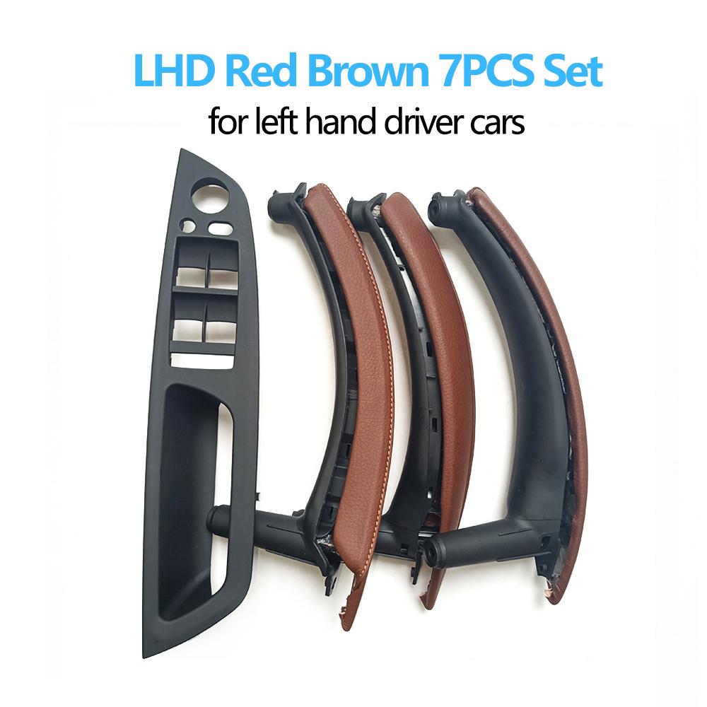 Набор из 7 шт., левая и правая внутренняя дверь, окно, панель переключателя с кожаным чехлом для BMW X5 X6 E70 E71