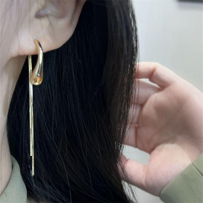 Золотые Серьги-Капли с Кисточками Double-Wear: Модные серебряные гвоздики с легкой роскошью и элегантным стилем для женщин