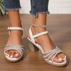 Fashion Thick Heel Platform Women's Sandals Wedding Shoes 2025 Summer New Fashion Casual Ladies Elegant Heeled Sandals Office High Heels