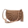Women Semi Circle Tassel Bag Moon Straw Shoulder Messenger Bags Summer Travel Rattan Knitting Handbag