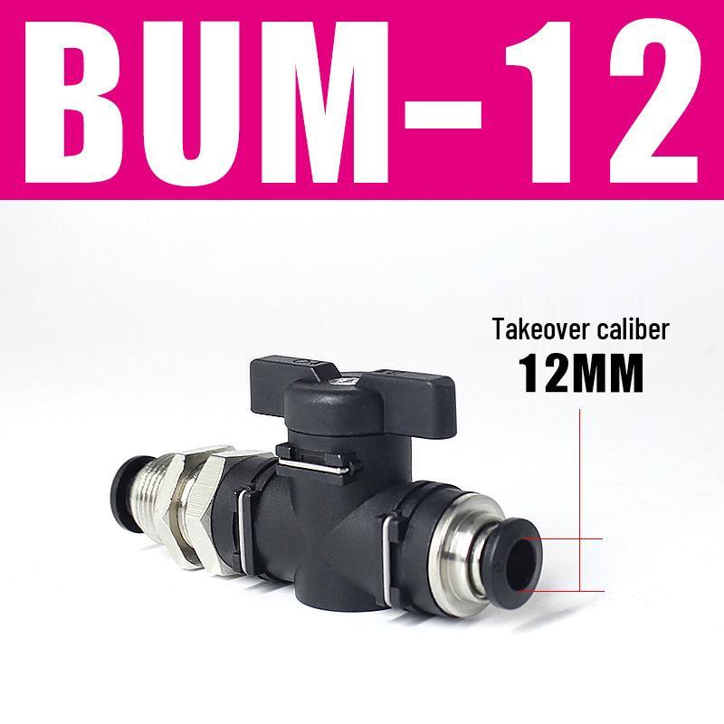 Pneumatic BUC-6-10 Hand Valve: 8mm Air Hose, 12mm Manual Straight Valve with Quick Connect Fitting