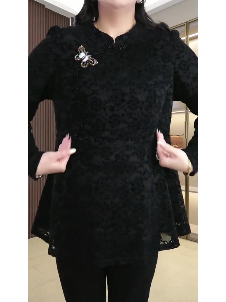 Весна/Лето 2025 Блузка Бабочка из Кружева Большого Размера для Женщин