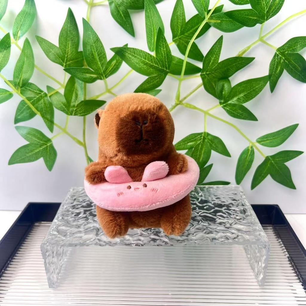 Adorable Capybara Plush Toy Keychain With Cute Swimming Ring Design For Gifts