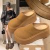 Women Thick Sole Half Slippers Flats Platform Slides Women Autumn Fashion Platform Suede Outdoor Casual Home Suede Flip Flops
