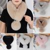 Imitation Fur Winter Scarf with Faux Fur Balls Solid Color Thickened Warm Neck Shawl
