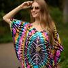 EDOLYNSA 2023 Boho Print Bikini Cover-ups Sexy Batwing Sleeve Maxi Dress Women Moroccan Kaftan Robe Beach Wear Swim Suit Cover Up Q1450