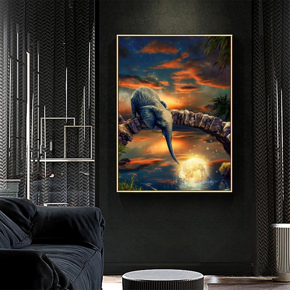 5D DIY алмазная живопись животное слон горный хрусталь картина полная алмазная вышивка мозаика ручной работы подарок украшение мебели