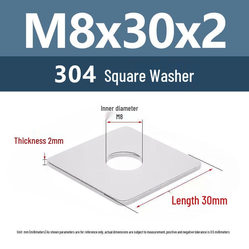 Yigu 304 Stainless Steel Thickened Square Flat Washer M3/M4/M5