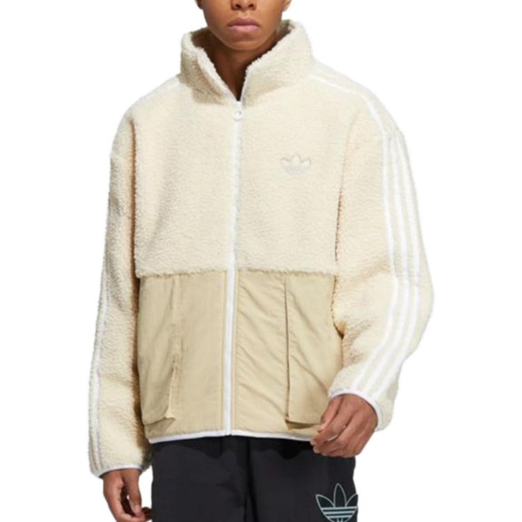 Adidas Оригинальная классическая флисовая куртка с воротником-стойкой и карманом-мешочком, куртки унисекс Off-White HY1378