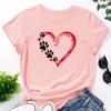 Women's Casual O Neck Heart Printed T-shirt O Neck Short Sleeve Cotton Tops