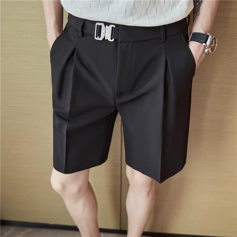 Летние мужские шорты с эластичной талией, однотонные, корейский стиль, облегающие, повседневные, мужские, прямые, молодежные, жизнерадостные, длиной до колена