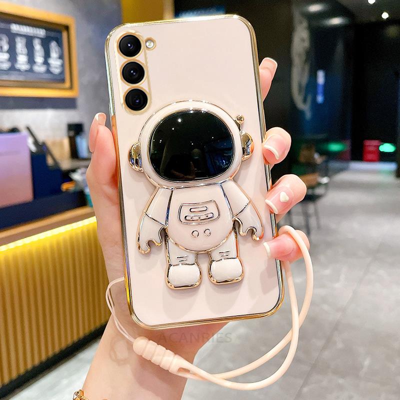 Чехол с держателем астронавта для Samsung S23 S22 Ultra S21 S20 FE A14 A24 A34 A53 A13 A23 A33 A53 A12 A32 A52/Redmi Ntoe 12 11 10, чехол-подставка со шнурком