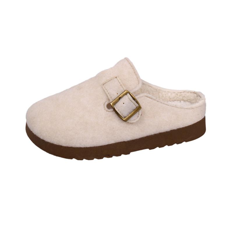 Зимние ретро Birkenstocks женские полусапожки наваленные и утолщенные теплые ленивые туфли повседневные хлопковые туфли