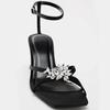 Fashion New Open Toe Ankle Strap Thin High Heels Women Summer Shiny Rhinestone Designer Heeled Sandals Elegant Banquet Wedding Shoes