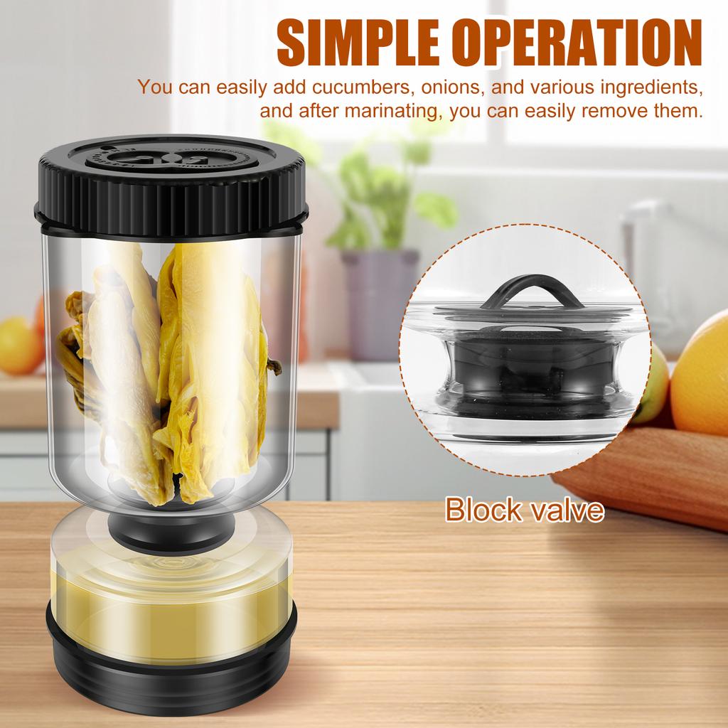 Glass/Plastic Pickle Jar with Forks Dry Wet Dispenser Reusable Pickle and Olives Hourglass Jar Cucumber Container for Kitchen