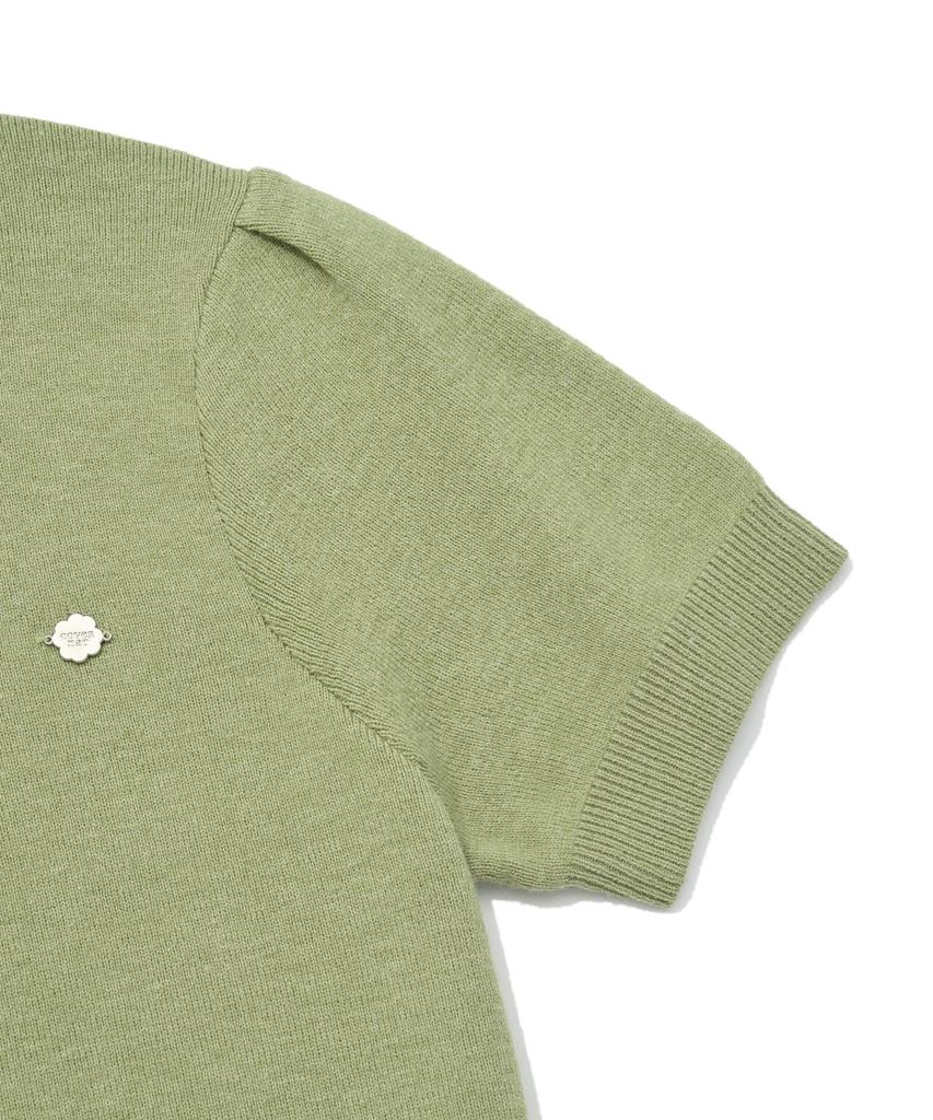 COVERNAT WOMAN Turtleneck Puff Sleeve Half Knit Light Green