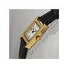 GRANDEUR ELEGANCE ESL071G3 Women's Quartz Watch Small Square Gold Case Black Leather Shell Dial Crystal Bezel