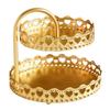 Double Layer Pastry Tray Decorative Copper Gold Biscuits Dessert Display Plate for Wedding Loving