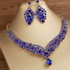 1 Set Bridal Earrings Necklace Water Drop-shaped Rhinestones Jewelry Geometric Adjustable Jewelry Set for Wedding