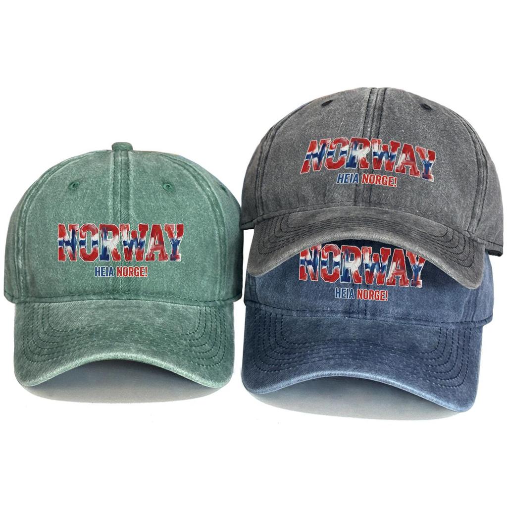 """НОРВЕГИЯ"" ""HEIA NORGE"" Кепка-панама с принтом флага, Регулируемая бейсболка Snapback, Простая, Повседневная, Легкая, С потертостями, Кепка-дадхэт"""