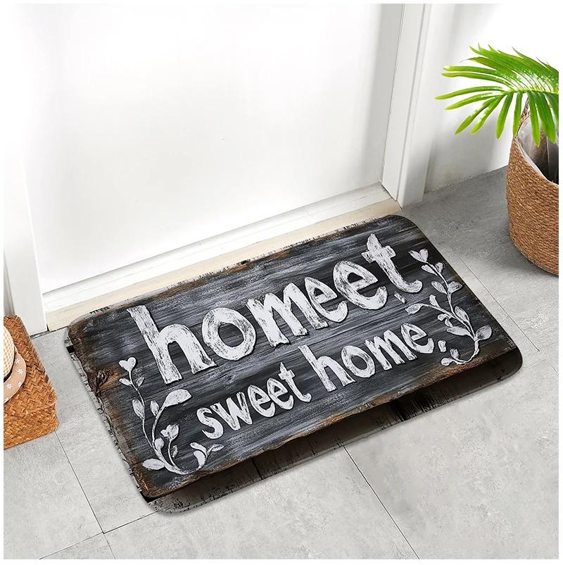 1 retro wooden sign pattern doormat Halloween decorative mat indoor and outdoor anti-slip universal mat