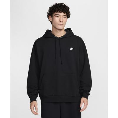 Nike Клубный флисовый свободный пуловер с капюшоном из французского трикотажа M черный белый Hj1817 010