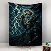 Vertical Tapestry Thor Odin Mjolnir Lightning Storm Dark Viking Painting Wall Hanging